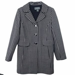 Ann Taylor Wool Blend Navy & Cream Coat - 8